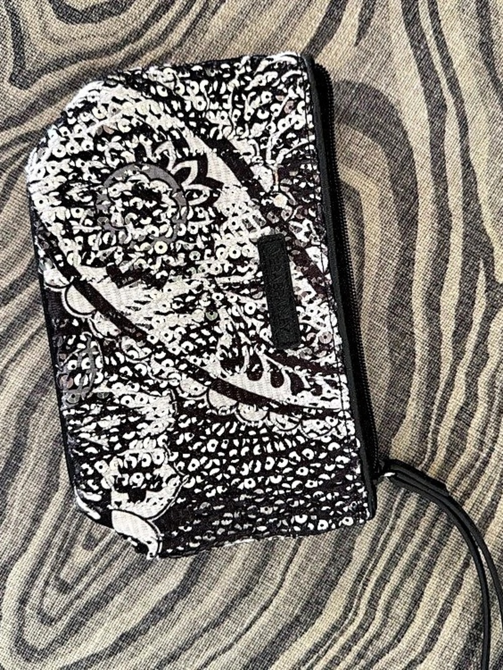 Vera Bradley Black & White Sequin Wristlet